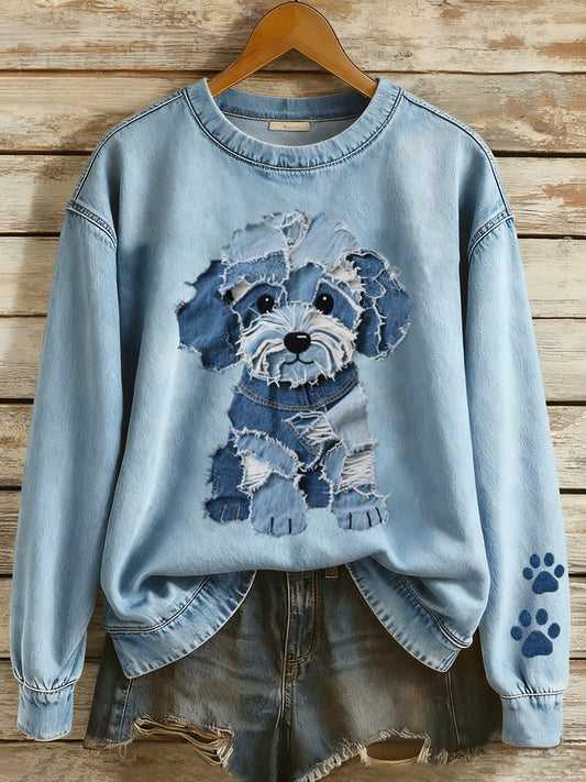 Femeii frumos câine Patchwork Art sweatshirt