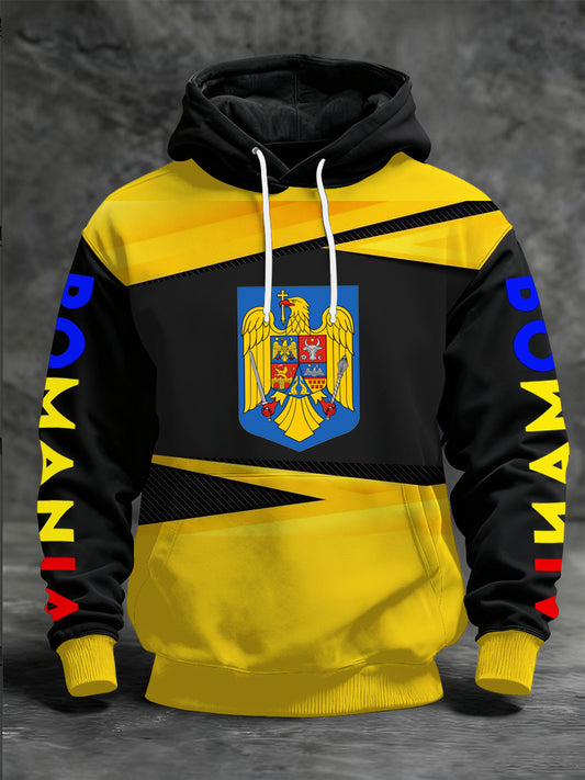 Bărbați România Vafe lung cu hanora cu glugă